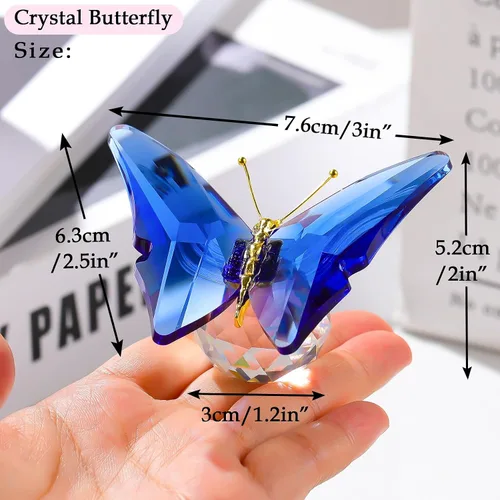 Miniatura 4 de Movdyka Mariposa de Cristal para Mamá Mujeres Mariposa de Metal Decoración de Habitación Colección Figurina Mariposa de Vidrio Azul Artesanía