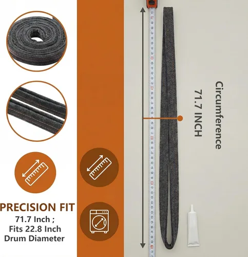 Miniatura 4 de Actualización 280114 W10521118 697694 Secadora Tambor Kit de Sello de Fieltro Reemplazo W10116343 W10166807 Sello Compatible con Whirlpool Maytag