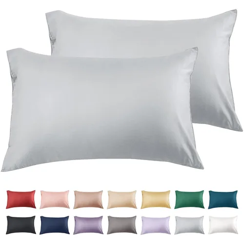 Miniatura 27 de Warmstar - Juego de 2 fundas de almohada de algodón tamaño estándar, 600 hilos, fundas de 20 x 26 pulgadas, algodón suave de fibra larga Placid Blue