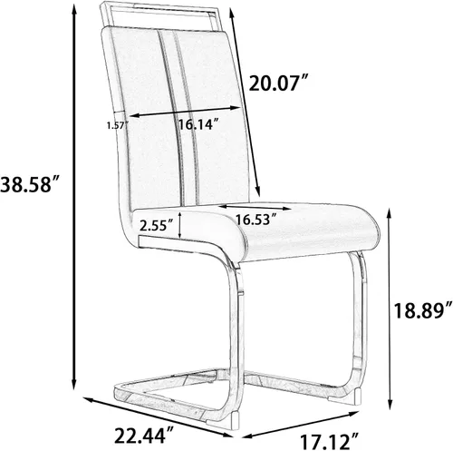 Miniatura 2 de Juego de 2 sillas de comedor modernas con esponja de alta densidad tapizada y patas de metal, sillas para comedor, sillas de comedor de piel
