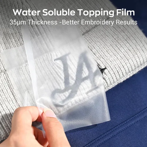 Miniatura 2 de Poolin Estabilizador de bordado soluble en agua para lavar – Richword Selected Topping Film, 35µm ligero, rollo de 12 pulgadas x 25 yardas