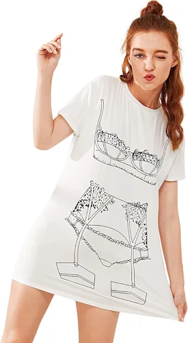 Miniatura 4 de Floerns Camisón de lencería divertido para mujer, camiseta con estampado lindo