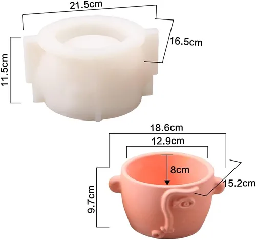 Miniatura 2 de Moldes de silicona para macetas de cemento facial, molde para hormigón, yeso, arcilla, suculentas, herramienta para hacer macetas SH0679
