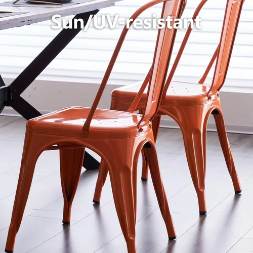 Miniatura 5 de Nazhura Silla de comedor de metal estilo Tolix de granja para cocina, comedor, café, restaurante, bistró, patio, 18 pulgadas, apilable, impermeable