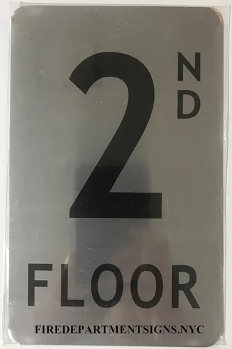 Miniatura 5 de Signo de piso 2º (cepillo de aluminio, 5X8)-La línea Mont Argent.