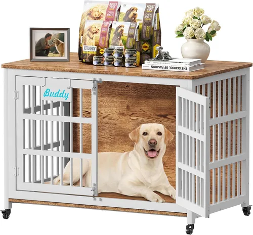 Miniatura 16 de EasyCom mueble de jaula para perros de 41"/33"/27" con etiqueta de nombre, perrera para perros de interior resistente para perros medianos, jaula