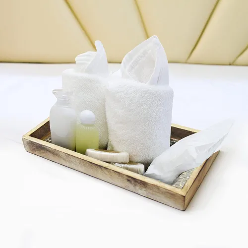 Miniatura 2 de nu steel Bandeja de mosaico para encimera de baño de lujo, soporte para toalla de mano de invitados, reloj, aretes, cepillo de maquillaje, vidrio