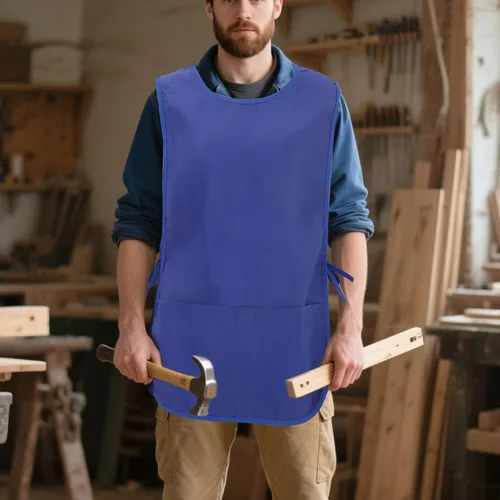 Miniatura 6 de 2 delantales de trabajo para adultos, para hombres y mujeres, resistentes al aceite, delantales de cocina y barbero con bolsillos, uniformes