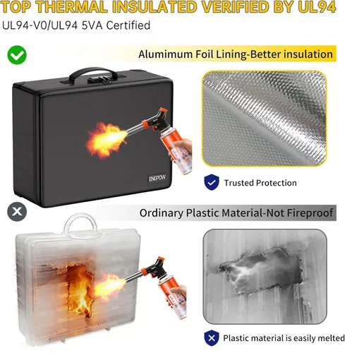 Miniatura 6 de ENGPOW Caja de almacenamiento de fotos ignífuga de 5200 °F con 16 fundas interiores de 4 x 6 pulgadas (transparente), organizador de fotos