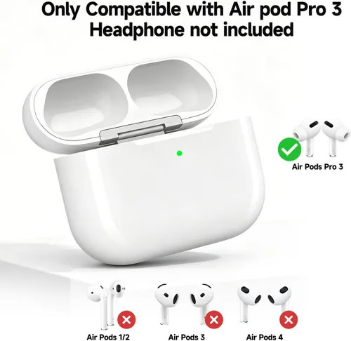 Miniatura 3 de Funda de carga de auriculares inalámbricos de repuesto para Airpods Pro 3, compatible con Airpod Pro de 3 generación con puerto de carga USB-C