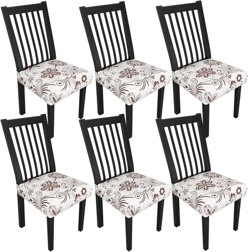 Miniatura 126 de Juego de 4 fundas elásticas para sillas de comedor, fundas para sillas de comedor con estampado floral, fundas para asientos de sillas con estampado