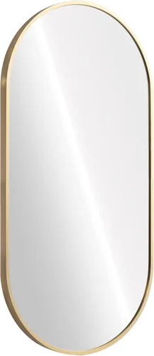 Miniatura 8 de Navaris Espejo de pared ovalado, 29.5 x 15 pulgadas, espejo colgante de pared con marco de aluminio negro inoxidable - Espejo para baño, pasillo