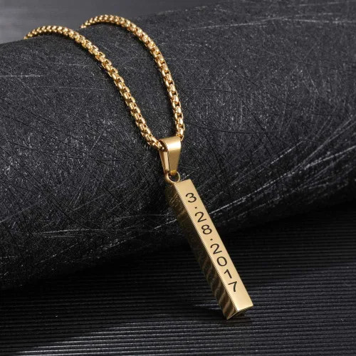Miniatura 5 de Lam Hub Fong Collar grabado para hombre, collar de oro para mujer, collar personalizado de acero inoxidable con inicial de nombre para hombres