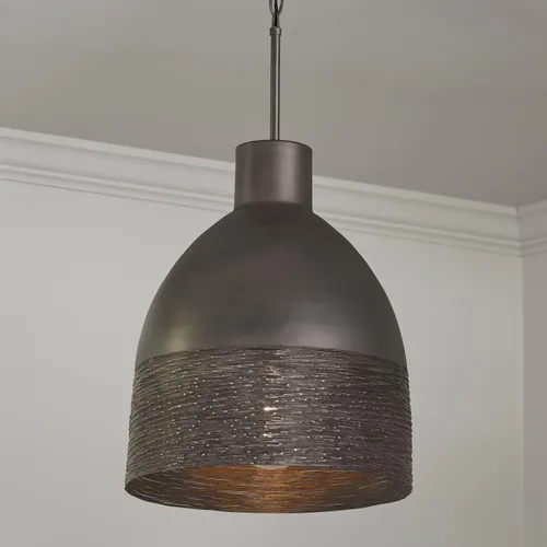 Miniatura 2 de Capital Lighting 335112GI Sana - Colgante de alambre de acero con campana de metal moteado de latón, 1 luz de 100 vatios, 19 pulgadas de alto x 15
