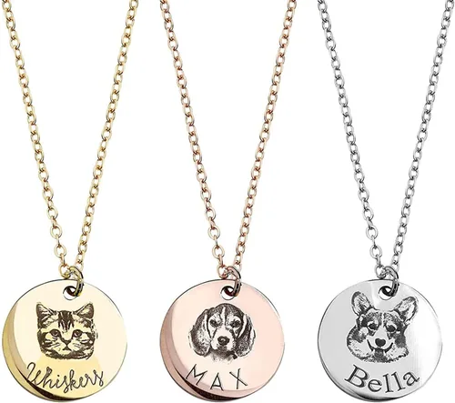 MignonandMignon Personalized Gift for Women Pet Necklace Handmade Portrait Jewelry Custom Unique Actual Pet Portrait Necklace - LCN-AP
