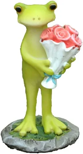 Estatuas de rana miniatura de jardín - Que tengas un buen día Smile Everyday Flower Frog