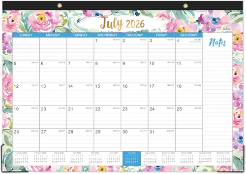 Calendario de escritorio 2026 - Ene. 2026 - Dic. 2026, calendario de escritorio mensual grande de 12 meses 2026, 17 x 12 pulgadas, tapete de