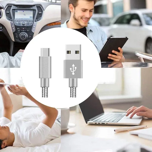 Miniatura 7 de [Paquete de 2, 3.3 pies] Cable USB C de carga rápida USB A a tipo C, cable de carga trenzado para Samsung Galaxy A13 A03s A32 A52 A53, S22 S9 S10E