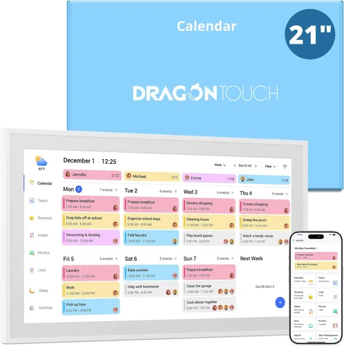 Miniatura 12 de Dragon Touch Calendario Digital de Tabla de Tareas de 10.1 Pulgadas – Pantalla Táctil Interactiva, Planificador Familiar Inteligente, Calendario