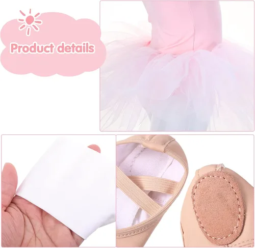 Miniatura 4 de Jeere 3 Piece Leotard Ballet Set Cute Dance Tutu Dress Pink Ballet Yoga Shoes Soft Dance Tight for Girl's Gymnastics Ballet