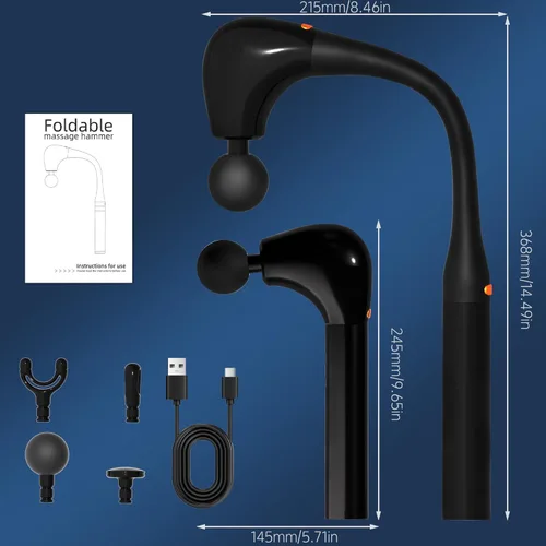 Miniatura 6 de Pistola de masaje de tejido profundo con mango de extensión, percusión profesional, masajeador de espalda 2 en 1 desmontable para aliviar el dolor