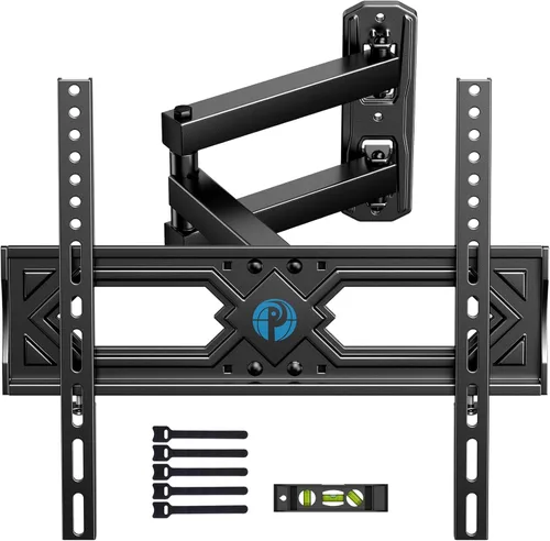 Pipishell Soporte de pared para TV de movimiento completo para televisores curvos planos de 26 a 65 pulgadas, brazos articulados individuales
