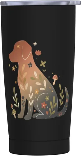 Miniatura 11 de Beagle Dog - Taza de café de acero inoxidable con tapa, diseño floral de 20 onzas, vaso térmico aislado de doble pared al vacío, regalos