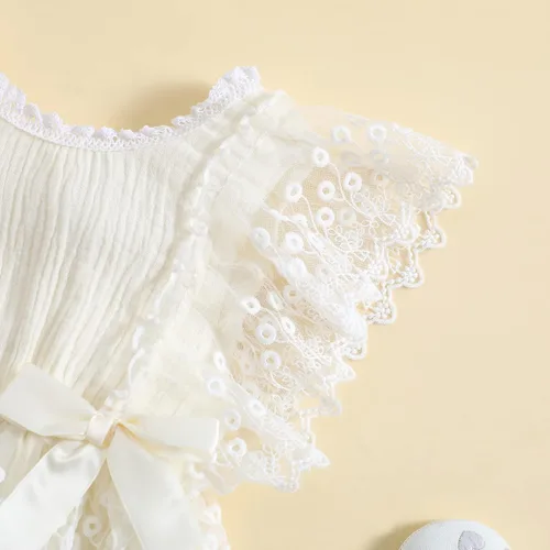 Miniatura 18 de Kaipiclos Mameluco de encaje con volantes de mariposa para bebé recién nacida, overol para sesión de fotos de primer cumpleaños