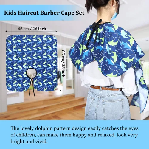 Miniatura 7 de Syhood - 2 unidades de capa de corte de pelo para niños, capa de peluquería de dibujos animados, delantal para peluquería para niños, peluquería