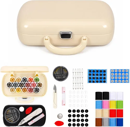 Miniatura 8 de FKOG Kit de proyecto de costura, 135 piezas de suministros de costura familiares de primera calidad, kit de reparación de hilo de coser, accesorios