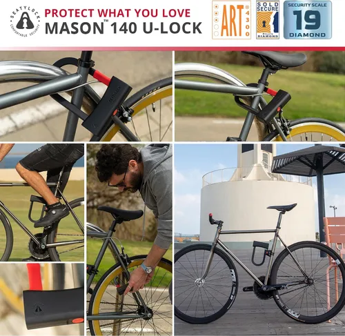 Miniatura 5 de Seatylock Mason Candado de Bicicleta en U - Candado Antirrobo de Alta Resistencia Patentado con Diamante Seguro ULock - Herramienta de Seguridad