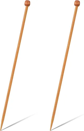 Miniatura 8 de Aguja de tejer de bambú de 0.394 in recta, de un solo punto, agujas de tejer de madera de 10 pulgadas de largo, para suéter de madera, agujas
