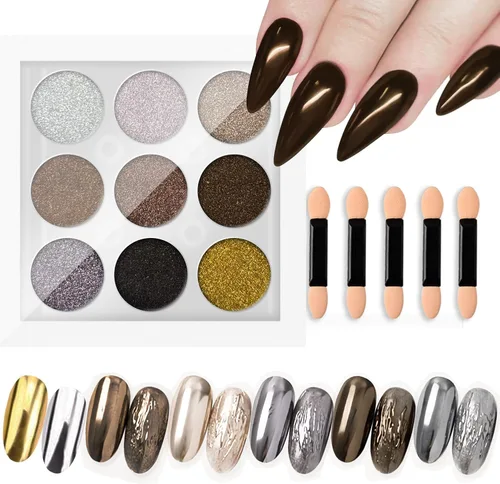 Miniatura 10 de Polvo de uñas de cromo perla naranja brillo para uñas, polvo de uñas cromado iridiscente metálico para uñas,Polvo de cromo para esmalte de gel