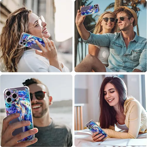 Miniatura 6 de Roemary Funda púrpura para iPhone 13 Pro Max con diseño de caballo azul, patrón de acuarela con protector de pantalla