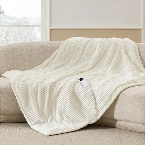 Miniatura 19 de Manta calefactora eléctrica Bedsure GentleSoft - Manta eléctrica suave de franela acanalada, calefacción con 4 ajustes de tiempo, 6 niveles de 01