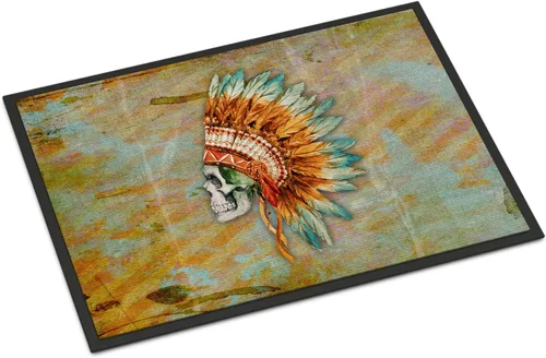Caroline's Treasures BB5127MAT - Tapete con diseño de calavera india, 18 x 27 pulgadas, para interiores y exteriores, antideslizante, lavable, de