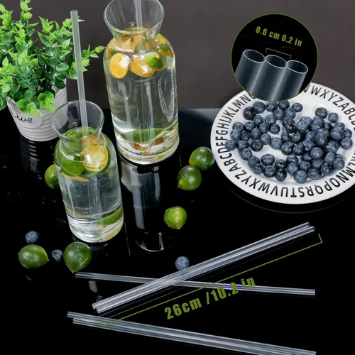 Miniatura 2 de Pajitas transparentes, 200 popotes de plástico desechables largos (0.23 pulgadas de diámetro y 10.2 pulgadas de largo), transparentes