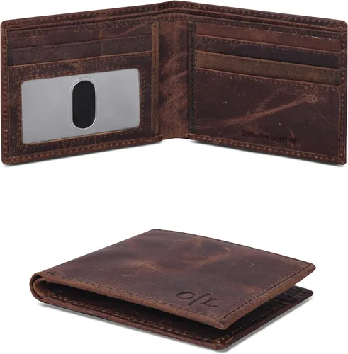 Miniatura 19 de Cartera delgada de cuero para hombre, bloqueo RFID, bolsillo frontal minimalista, delgada y elegante con ventana de identificación, regalo