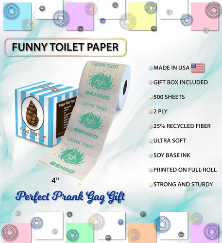 Miniatura 3 de Printed TP Leave That Behind - Papel higiénico impreso para regalo, divertido rollo de papel higiénico para broma, sorpresa, decoración de baño