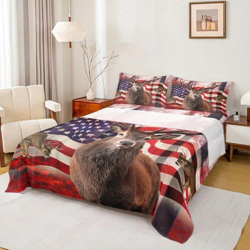 Miniatura 30 de Erosebridal Juego de sábanas de la bandera estadounidense tamaño individual, juego de sábanas de hockey para niños y adolescentes, juego deportivo