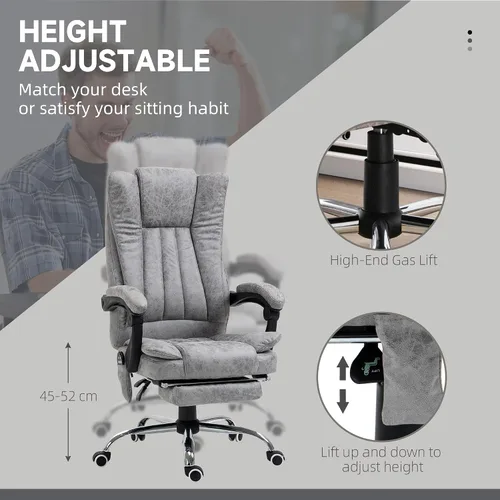 Miniatura 3 de Vinsetto Silla de oficina de masaje de vibración de 6 puntos, silla de computadora con respaldo alto con calor, altura ajustable, respaldo Gris