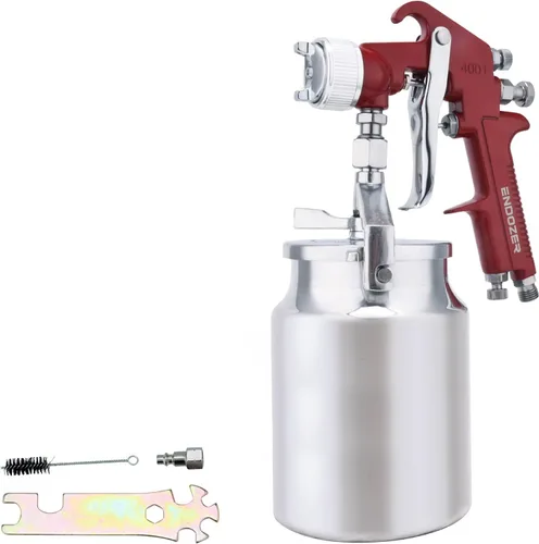 ENDOZER Pistola pulverizadora profesional de alimentación por sifón para pintura, mango rojo, 34 oz - boquilla de 1.8mm para una variedad de