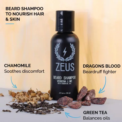Miniatura 2 de ZEUS Combo de champú y acondicionador para barba de viaje para hombres, juego de aseo esencial para el día del padre con té verde y aceites