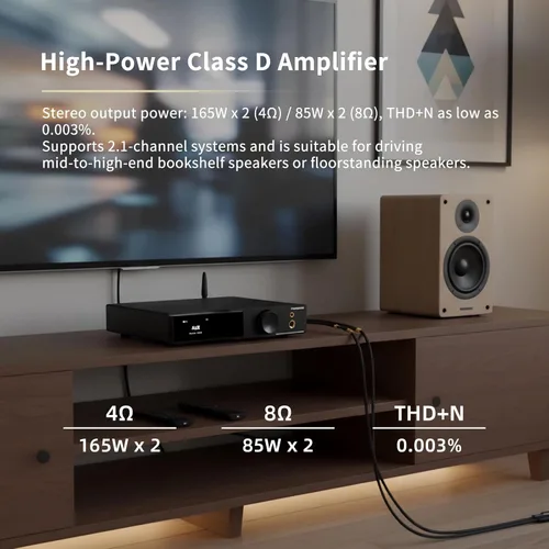 Miniatura 5 de SMSL AO300 PRO Amplificador de potencia, CS43131 165W DAC Amp, USB/coaxial/Opt/RCA a 2.1 canales altavoz/subwoofer, amplificador de auriculares