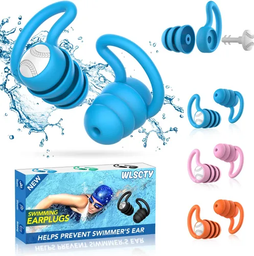 Tapones para los oídos de natación impermeables – 3 pares de tapones de silicona para los oídos de natación para adultos y niños, tapones para los