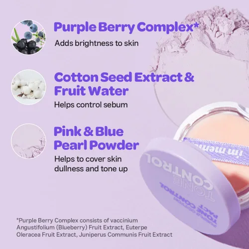 Miniatura 6 de I'M MEME Compact - Tone-up Pact Polvo de ajuste presionado coreano para efecto de desenfoque rosa, con calamina, polvo de maquillaje, compacto