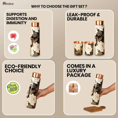 Miniatura 6 de Floral Copper Gift Bottle glass Set
