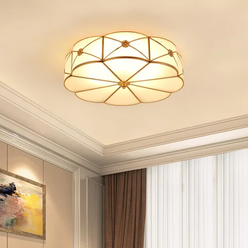 Miniatura 10 de Lámpara de techo empotrada de latón de mediados de siglo, lámpara de techo LED de latón y vidrio de 6 luces, pantalla de vidrio esmerilado, luz Flor