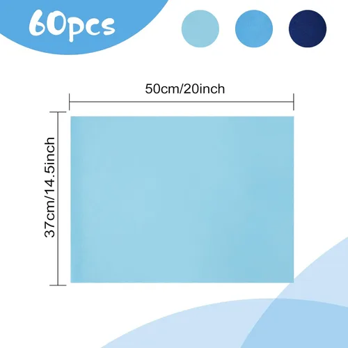 Miniatura 2 de Bouiexye 60 hojas de papel de seda azul, multicolor, papel de seda a granel, envoltura de regalo para manualidades, manualidades, floral