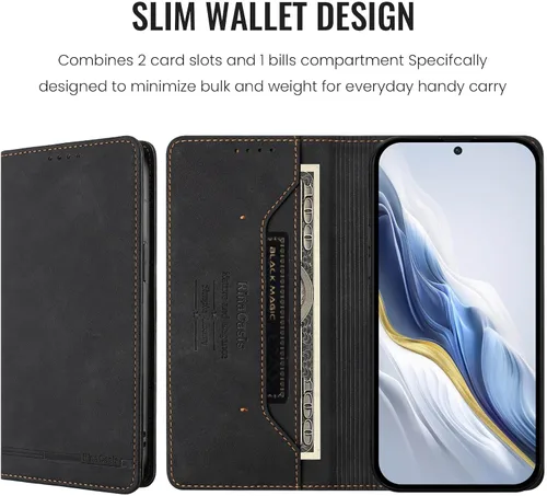 Miniatura 7 de Funda para teléfono compatible con Blackview Oscal Flat 1c 【Bloqueo RFID】【Soporte para tarjetas con cierre magnético】 Funda negra